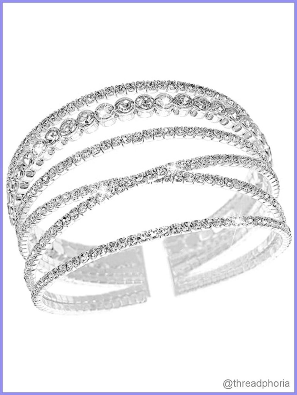 Crystal Rhinestone Multilayer Cuff Bracelet Bridal Jewelry